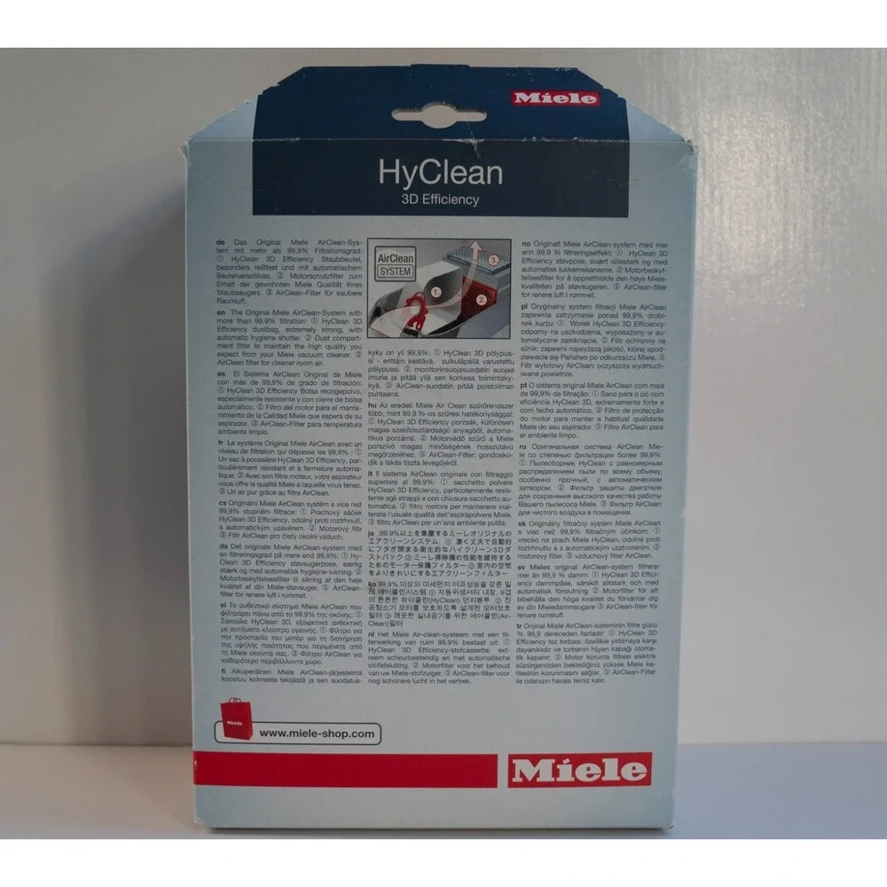 3 Official Miele GN FJM HyClean 3D Efficiency Pure Vacuum Bags & AirClean Filter